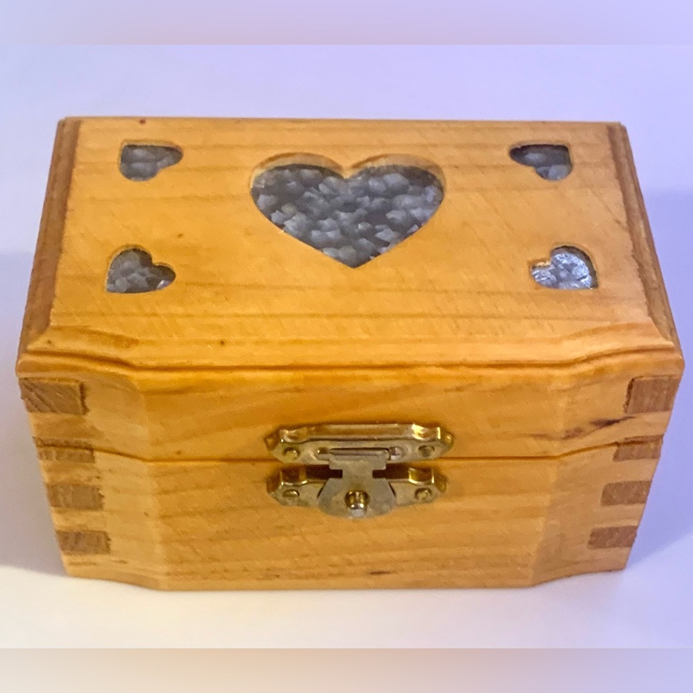 Vintage Wood & Metal Small Jewelry/Trinket Box